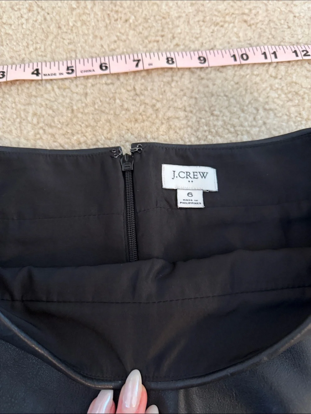 J. Crew Black Faux Leather A-Line Skirt 6